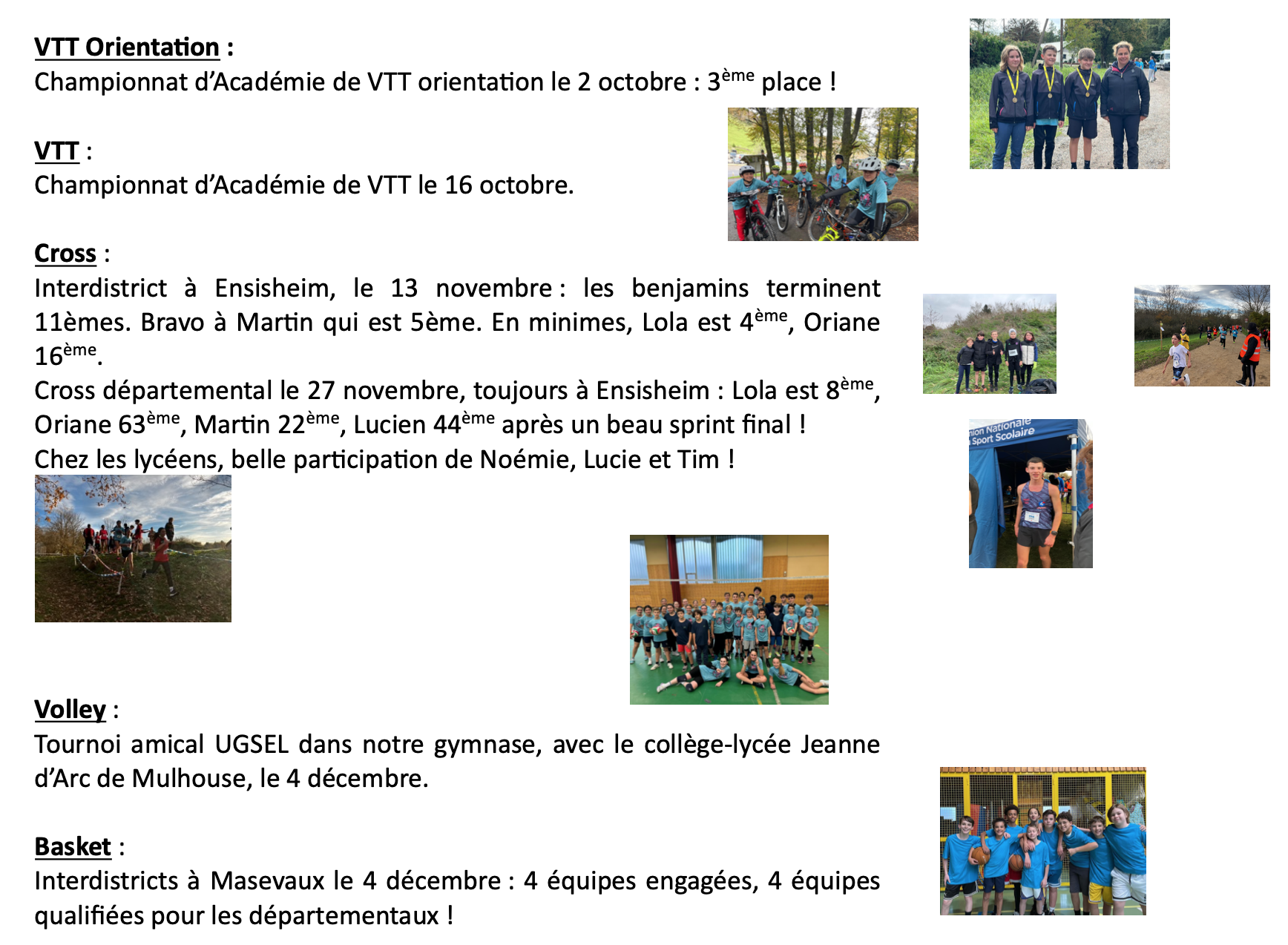 Visuel : Un petit coup doeil dans le rtroviseur pour lAssociation Sportive et lquipe EPS du collge et du lyce.