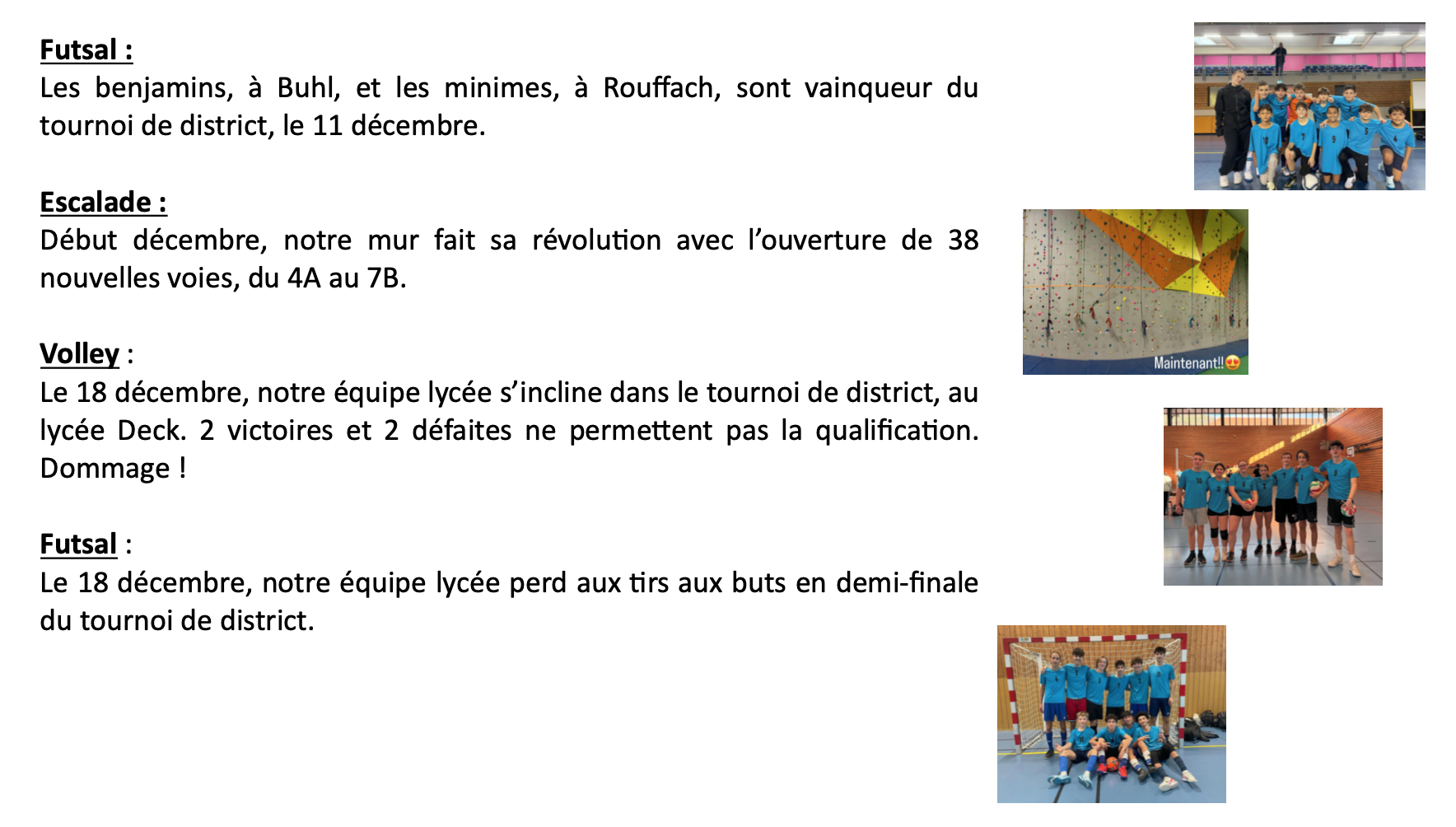 Visuel : Un petit coup doeil dans le rtroviseur pour lAssociation Sportive et lquipe EPS du collge et du lyce.