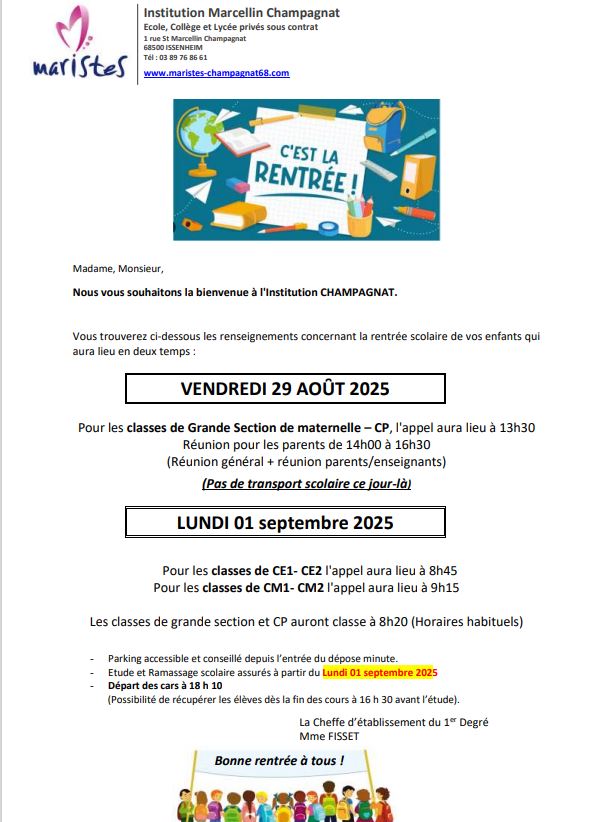 Visuel : Rentre scolaire 2025 